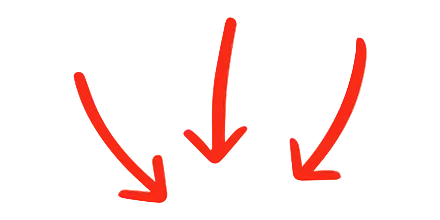 Three red arrows pointing downwards on a white background